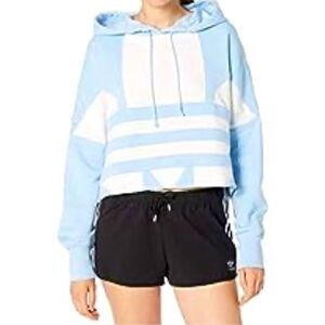 Adidas Originals sweatshirt Womens Cropped Logo Hoodie Clear Sky Cotton